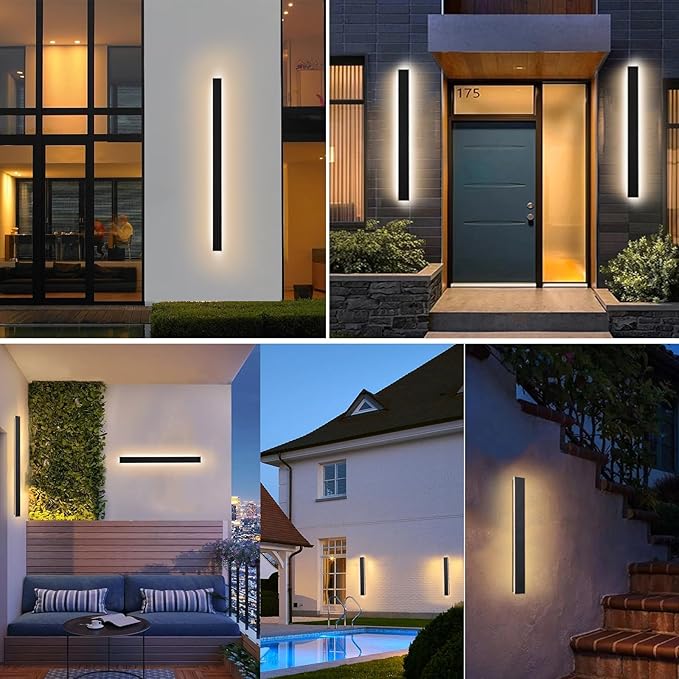 Modern Outdoor Lights, 59 Inch LED Wall Sconce, Black Waterproof Exterior Light Fixture, Single Wall Mount Lighting for Front Porch, Entryway, Garage Side Door