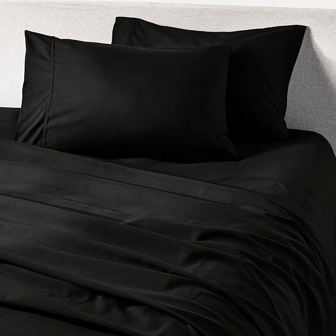 PeachSkinSheets Midnight Black Sheet Set - 1500tc Level of Softness - Extra Soft Cooling Sheets for Hot Sleepers and Night Sweats - Twin Size
