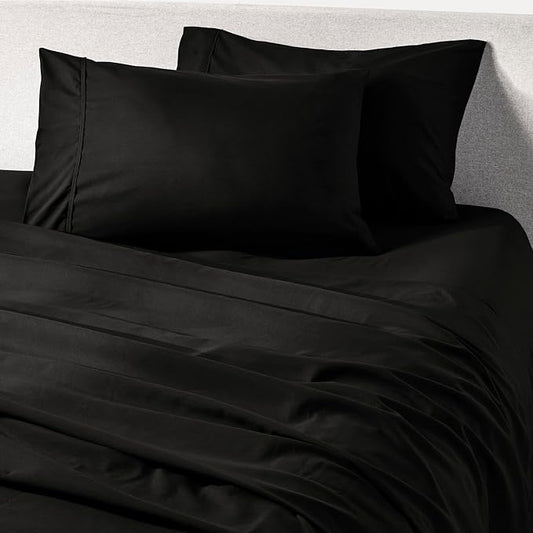 PeachSkinSheets Midnight Black Sheet Set - 1500tc Level of Softness - Extra Soft Cooling Sheets for Hot Sleepers and Night Sweats - Twin Size