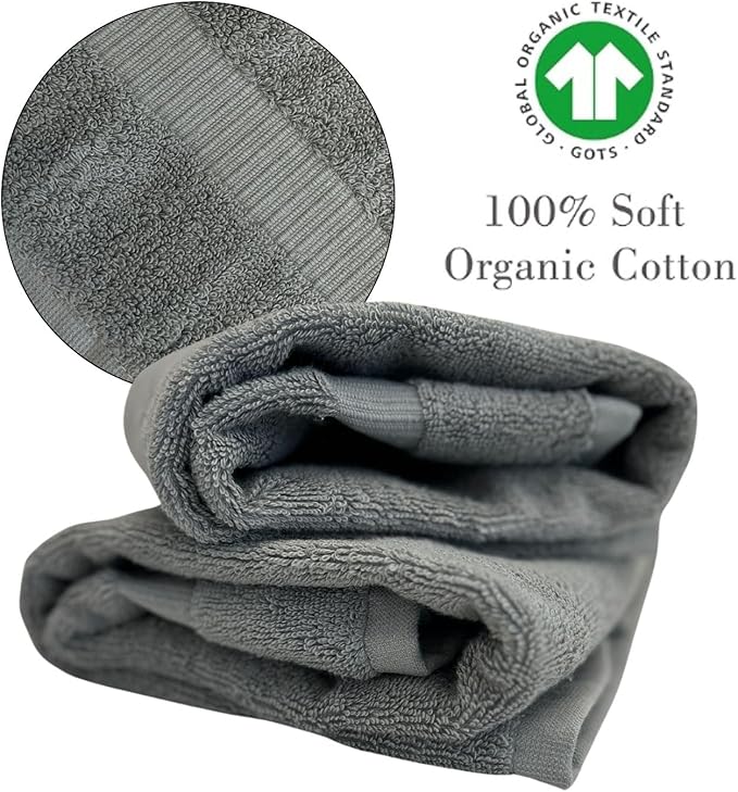 Gray Monogrammed Hand Towels for Bathroom - Luxury Hotel Quality Personalized Initial Embroidered Towel for Powder Room, Spa - GOTS Organic Certified - Set of 2 Silver Letter T
