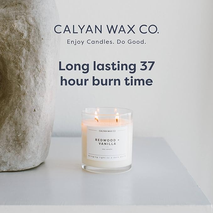 Calyan Wax Co. Lemon & Sage 2 Wick Scented Candle - 37 Hour Burn - Luxury Non Toxic Soy Wax Candles - Long Lasting Large Glass Jar Candle for Home - 8.8oz