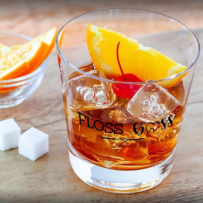 Dentist Gifts Whiskey Glasses 10 oz, Dental Hygienist Assistant Gifts, Floss Boss Dental Old Fashioned Rocks Glasses Cup for Women Men Drinking Scotch Bourbon Liquor