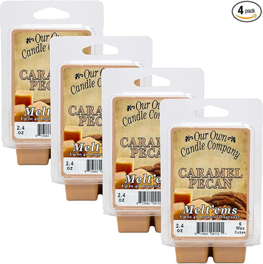 Our Own Candle Company Premium Wax Melt, Carmel Pecan, 6 Cubes, 2.4 oz (4 Pack)