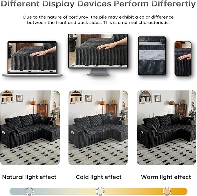 94" Cloud Sectional Couch with L-Shape Chaise,4 Seat Modern Modular Sofa with Side Pockets,Upholstered Couches for Living Room Bedroom, Boneless Couch,No Assembly Required