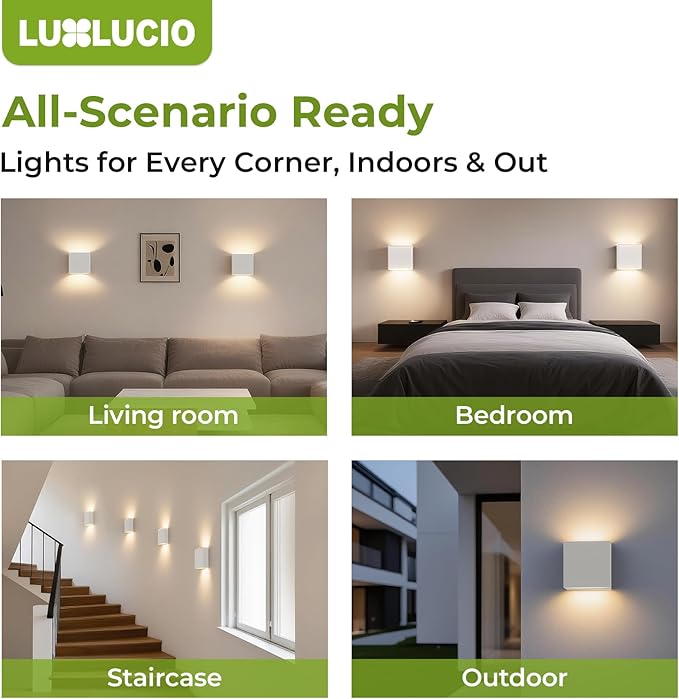 Indoor Outdoor Up and Down Wall Sconce, 5%-100% Dimmable 18W, 5 Color Temperature Selectable (2700K-5000K), Modern Lighting for Living Room/Porch, CRI90+, 120-277V, ETL FCC Certified