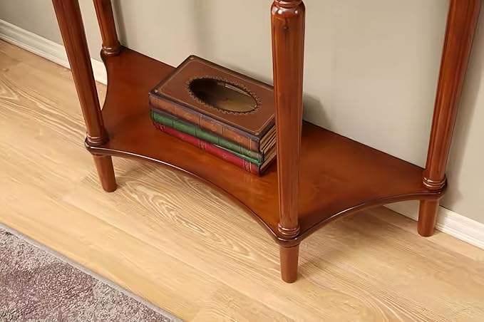 Solid Wood Console Table with Drawer, Semi-Circle Entryway Storage Shelf, Half-Moon Porch Table Side Elegant Vintage Sofa for Living Room (39.4" L x 15.7" W x 34.4" H)