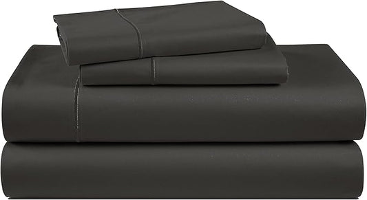 100% Egyptian Cotton Sheets Queen Size Bed Set – Naturally Cooling & Breathable Sateen Queen Sheets Set, Authentic Long-Staple Cotton for Lasting Softness, Snug Fit 15" Deep Pocket Fitted - Black