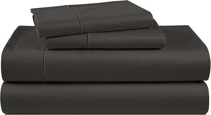100% Egyptian Cotton Bed Sheets King Size – Silky Sateen Weave for Warm Winter Comfort, 15" Deep Pocket King Sheets, Naturally Breathable, Ultra-Soft Durable Hotel-Quality Luxury Bedding - Black