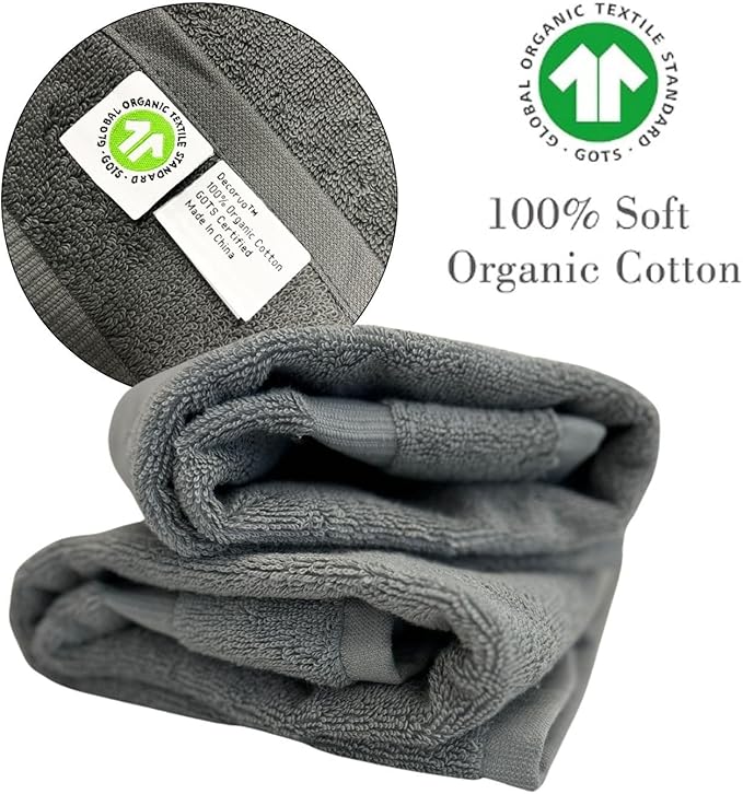 Gray Monogrammed Hand Towels for Bathroom - Luxury Hotel Quality Personalized Initial Embroidered Towel for Powder Room, Spa - GOTS Organic Certified - Set of 2 Black Letter W