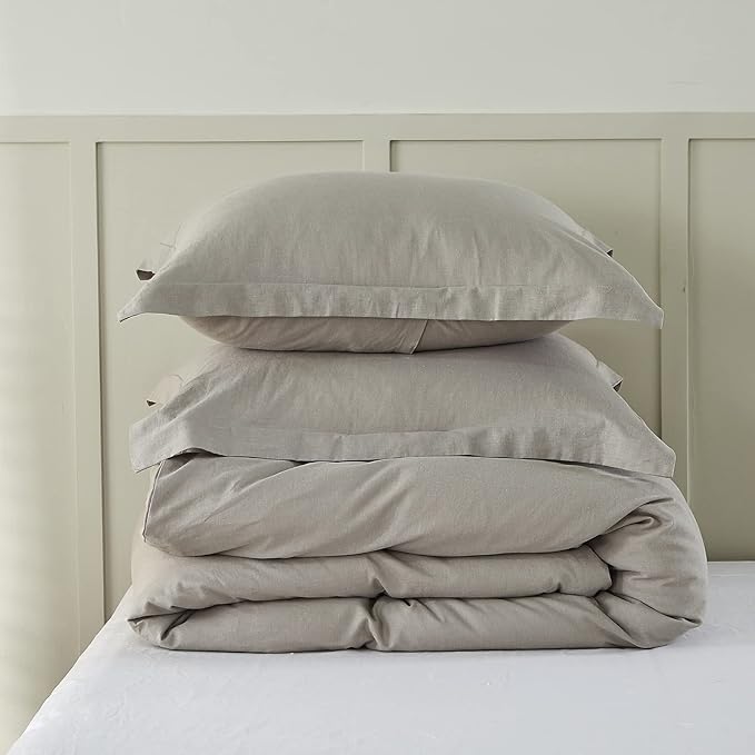 Simple&Opulence French Linen Duvet Cover Set 78" x 86"- 3 Pieces (1 Comforter Cover,2 Pillowcases)- Natural Flax Cotton Blend-Solid Color Breathable Farmhouse Bedding-Grey, Full