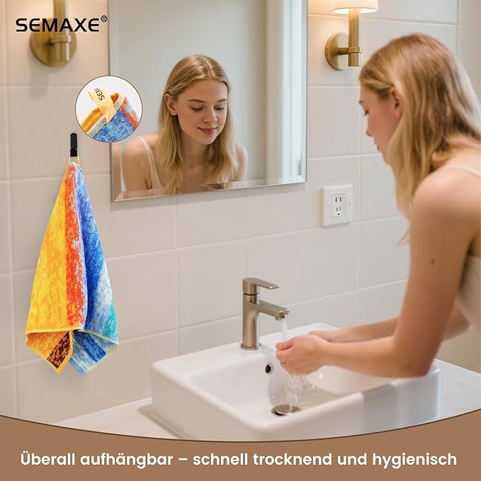 SEMAXE 12 Pack Hand Towels for Bathroom, 100% Cotton Towels with Hanging Loops, Soft & Highly Absorbent, Hand Towel Set for Gym, Shower, Hotel, Spa and Kitchen, Colorful Towel - Wheat Field Collection