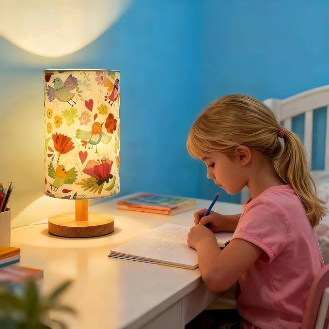 Flower Table Lamp for Girls Bedroom, Boho Pink Flowers Toddler Nursery nightlight, 3 Color Brightness, Pink Lamp, Bedtime Reading Light, Christmas Gifts for Girls