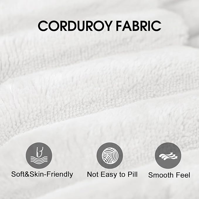 Cloud Loveseat Sofa, Modern Corduroy 2-Seater Couch with Deep Seat, No Assembly Required Memory Foam Sofa, Boneless Sofa in a Box for Bedroom, Apartment, Office,Small Space (White,63in)
