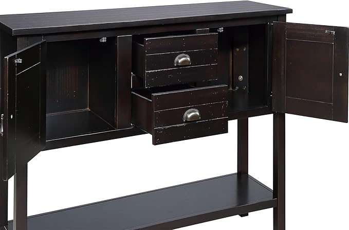 LKTART Solid Wood Farmhouse Console Table,Sofa Table with Storage Drawers and Shelves,Entryway Table for Entry Hallway Foyer Sofa Side Table,Easy Assembled(48" Espresso)