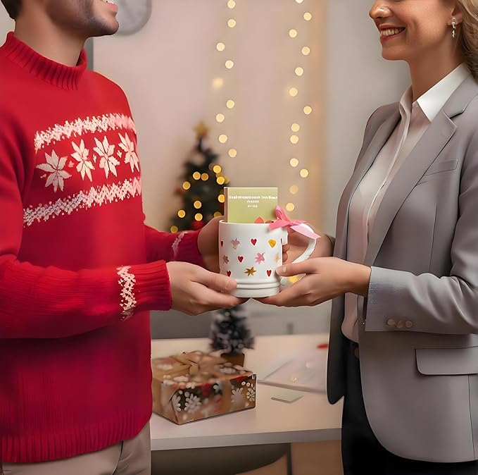 Cute Coffee Mugs Funny Coffee Cup and English Breakfast Tea Set, Reusable Porcelain Cups Coffee Ceramic Cup as Christmas & New Year Gift Ideas for Women and Men(Love flower)
