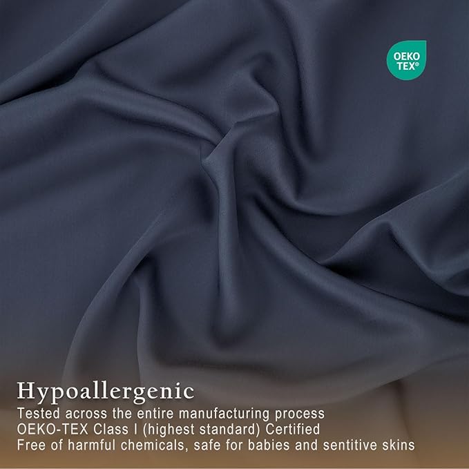 TOSMO Luxury Cooling Sheet Set - 100% Viscose from Bamboo, 4-Piece Bedding Set (Queen Size) - 18” Extra Deep Pockets, Oeko-Tex Certified, Silky Soft and Breathable, Slate
