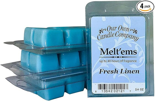Our Own Candle Company Premium Wax Melt, Fresh Linen, 6 Cubes, 2.4 oz (4 Pack)