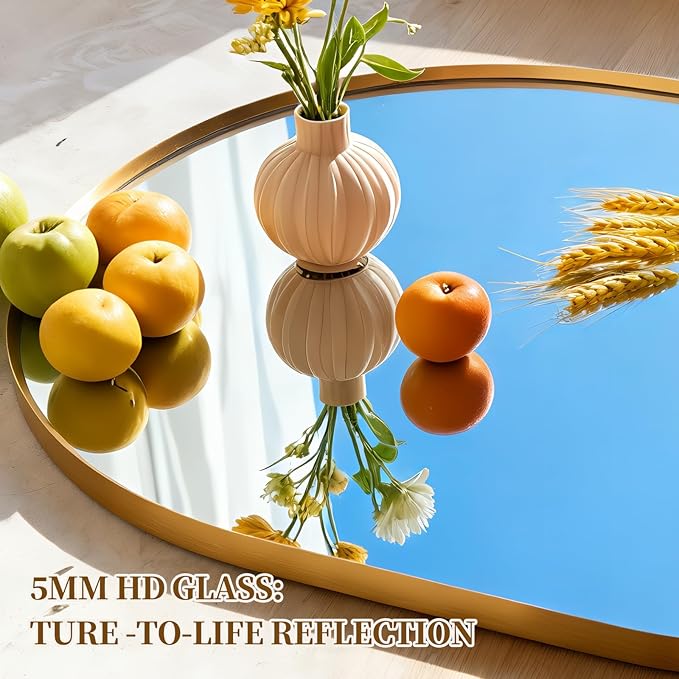 Oval Full Length Mirror, 71"×24" Wall-Mounted Floor Mirror with Metal Frame, Ultra-Clear Explosion-Proof Dressing Mirror, Simple and Classic Deco for Cloakroom/Bedroom/Living Room, Gold