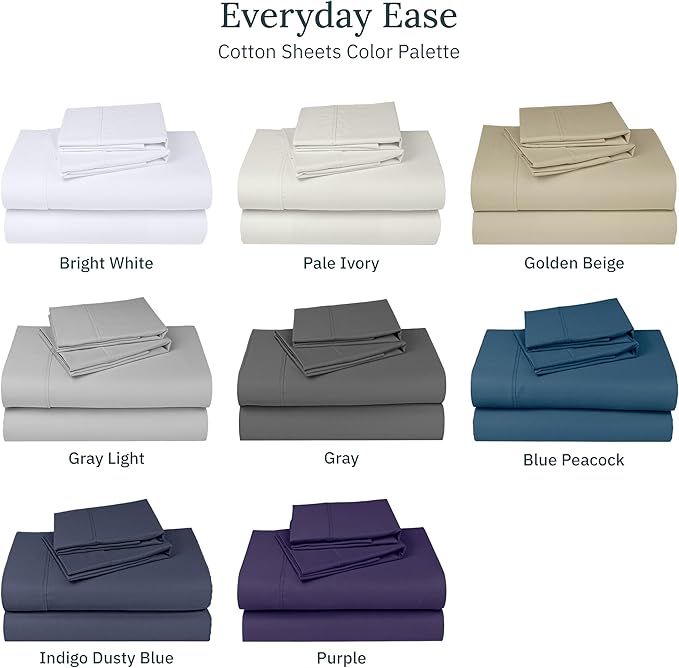 California Design Den 6-Pc Queen Size Sheet Set with 4 Pillowcases - 400 Thread Count 100% Cotton Sheets, Cooling Sateen Weave, Luxury Deep Pocket Bedsheets Set - Dark Purple