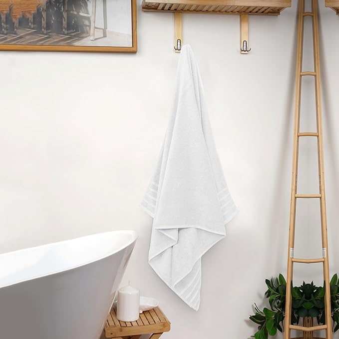 Avalon Towels Bath Towels Set of 4, Size 30 x 60 Inches, Highly Soft and Absorbent, Quick Drying, Lightweight, Perfect for Daily Use (White)