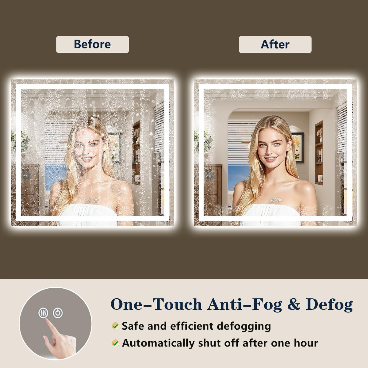 VEEYLOS 66x40 Inch LED Bathroom Mirror with Lights, Backlit & Front Lit