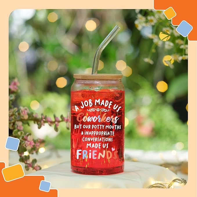 NewEleven Christmas Gifts For Friends – Work Bestie Presents For Women Friends - Appreciation Gifts For Coworkers, Unique Present Ideas For Coworker Leaving, Farewell Party – 16 Oz Coffee Glass