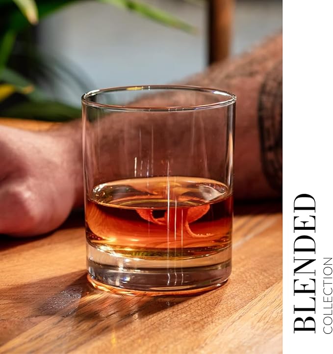 Krosno Whisky Sour Tumbler Glasses Old Fashioned Bourbon Cognac Brandy | Set of 6 | 10.1 oz | Blended Collection | Perfect for cocktails, drinks, water, juice, scotch, irish liquor, whisky