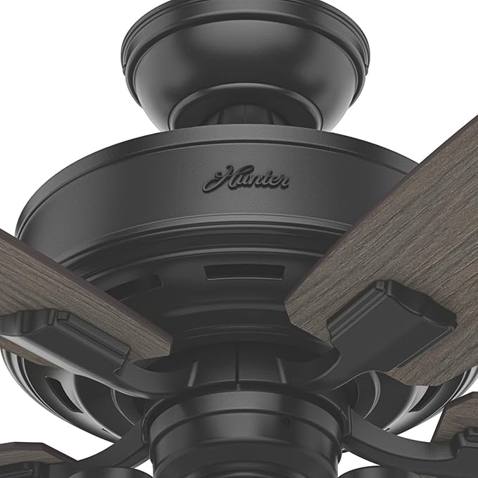 Hunter 52 inch Indoor Ceiling Fan with LED Lights and Remote Control - Black Ceiling Fan, Standard Mount, 5 Blades, For Bedroom, Living Room, or Kitchen, Quiet - Bennett 54189, Matte Black