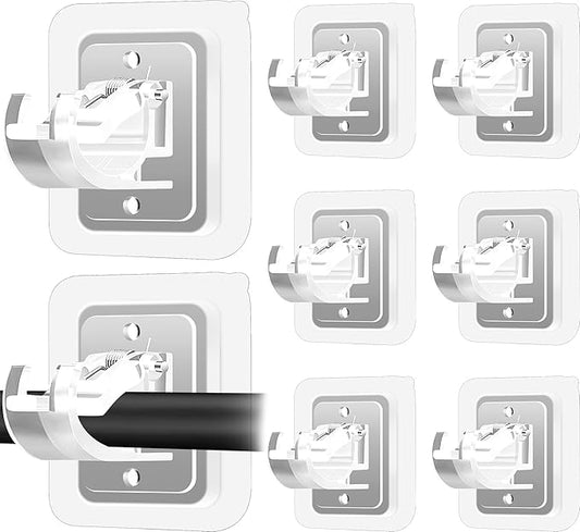 Codoule Self Adhesive No Drill Adjustable Curtain Rod Holder Hooks Brackets, Nail Free, No Drilling Hangers for Bathroom, Kitchen, Home, Bathroom and Hotel, Transparent, 8PCS
