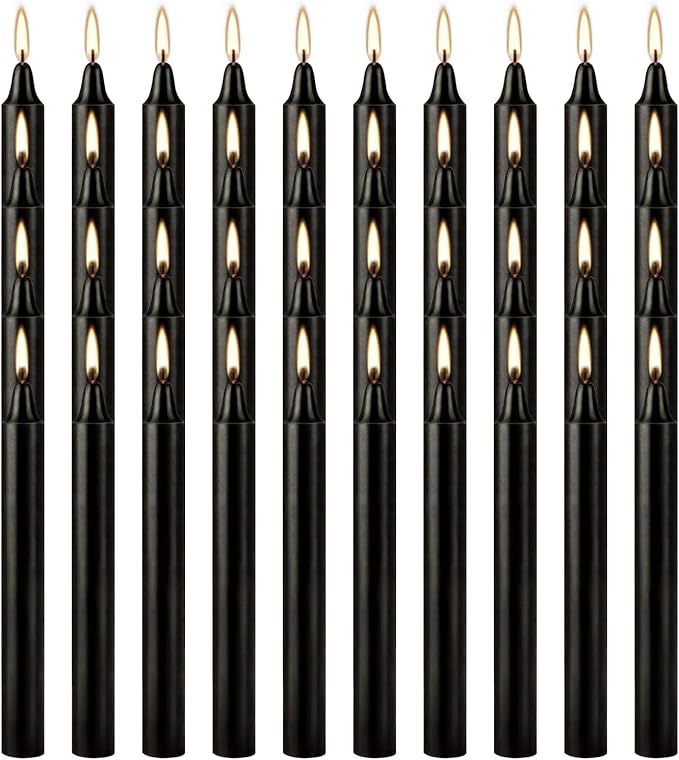 Set of 40 Black Candles – Spell Chime Candles for Halloween, Rituals, Prayer, Birthdays, Meditation, Altar - 4 Inch Tall, Unscented