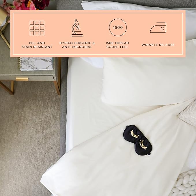 PeachSkinSheets Vanilla Bean Sheet Set - 1500tc Level of Softness - Extra Soft Cooling Sheets for Hot Sleepers and Night Sweats - California King Size