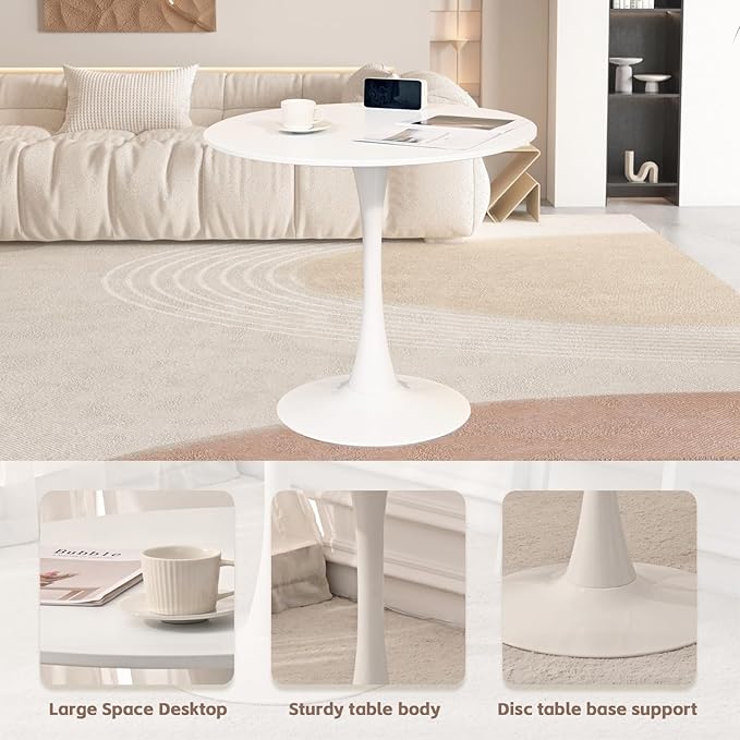 SoarFlash Kitchen Table and Chairs for 2, 24" Dining Table Set for 2 with Linen Upholstered Chairs, 3 Piece Round Kitchen Table Set, Dining Room Table Set for Small Space, Apartment