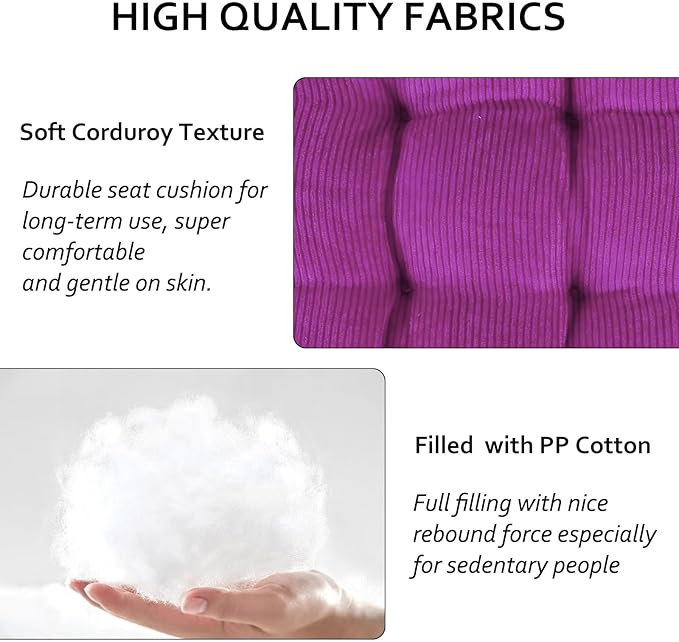 Square Seat Cushion for Kitchen Dining Chairs, Soft & Comfortable 15.5" x 15.5" Chair Pads, 6 Packs, Purple