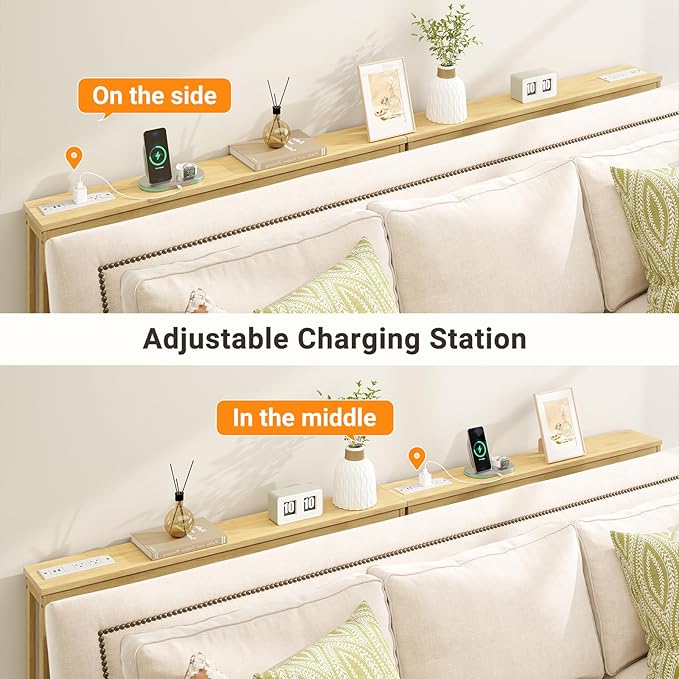 ELYKEN 2 Pack 5.9" Narrow Console Sofa Table with Power Outlets, 5.9" Dx39.4 Wx31.1 H Bamboo Behind Couch Table with Charge Station, Natrual