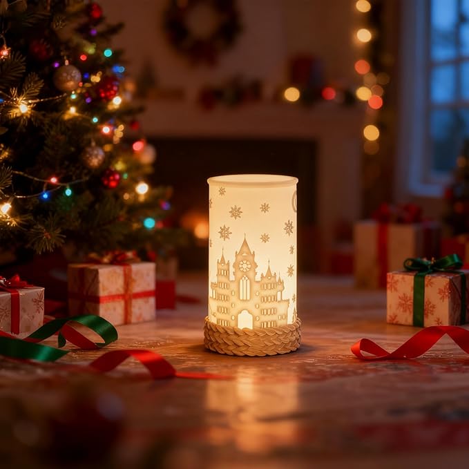 Rechargeable Touch Control Table Lamp, 3-Way Dimmable LED Bedside Lamp with Novelty Lithophane Shade and Rotation Base for Bedroom, Living Room, Office