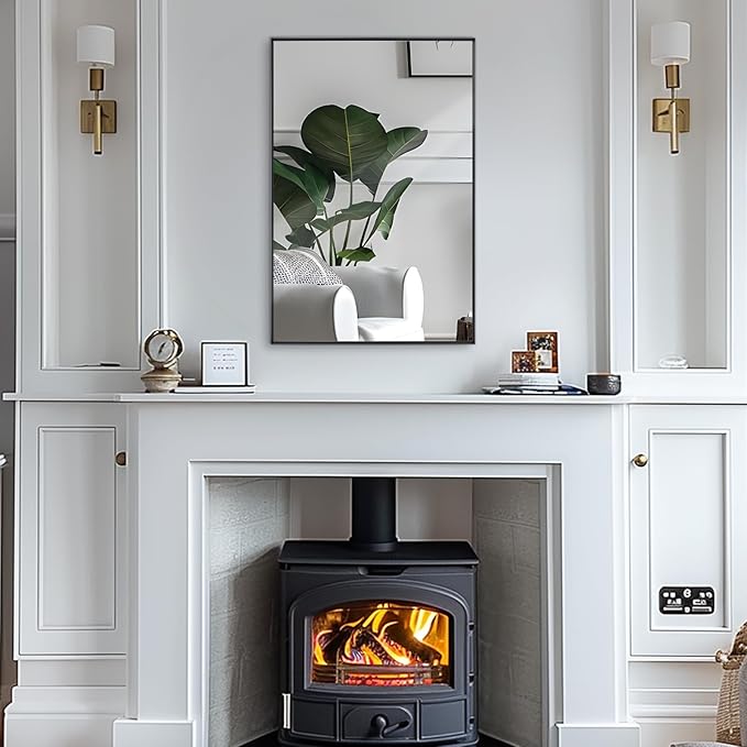 Wall Mirror 30" x 48" for Bathroom Modern Black Deep Frame Mirror for Wall Decorative Horizontal or Vertical Wall Mounted Mirror for Bedroom Living Room Entryway Wall Decor