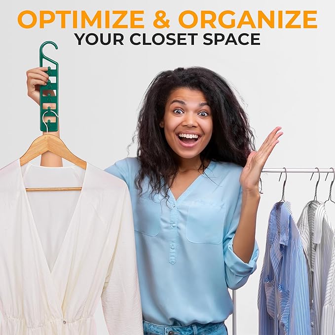 CraftyCrocodile Space Saving Hangers for Clothes - 8 in Pack, Heavy Duty Plastic, Multi Closet Space Savers for Shirts, Pants, Jeans, Sweaters - Hanger Organizer Space Saver