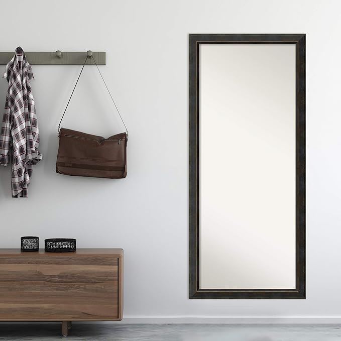 Amanti Art Bronze Full Length Mirror, 64x28 Signore Bronze Tall Free Standing Body Wall Mirror Full Length for Dressing, Traditional Wood Frame, Lean on Floor or Hang, Wall Decor