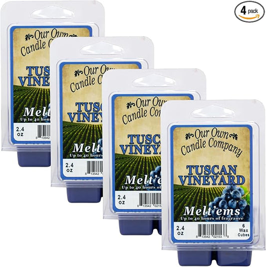 Our Own Candle Company Premium Wax Melt, Tuscan Vineyard, 6 Cubes, 2.4 oz (4 Pack)