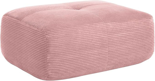 Pink Ottoman for Modular Sectional Sofa, Corduroy Deep Seat for Oversized Compressed Boneless Sectional Couches for Living Room Bedroom Apartment, Cloud Sofa Couch Set, Memory Foam, No Assembly