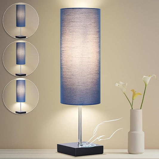 AVV Cordless Table Lamp, 5000mAh Battery Operated Lamp for Night Stand, 3 Modes Battery Powered Wireless Table Lamp, Touch Control Rechargeable Lamp for Bedroom, Living Room, 18 Inch Blue