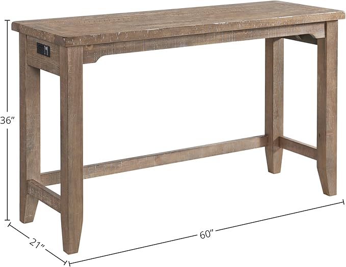 Intercon Highland 60" Sofa Bar Table with 4 Legs, Sandwash