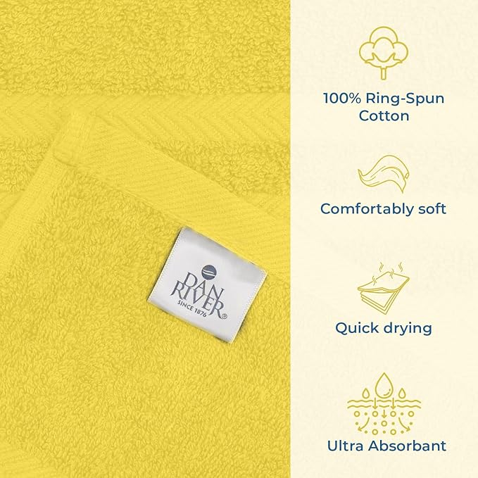 DAN RIVER 2 Pack Luxury Bath Sheets 35x70, 600 GSM, Soft & Quick Dry 100% Ring Spun Cotton Towels Ideal for Hotels, Spas, Gyms & Salons Extra Large, Yellow
