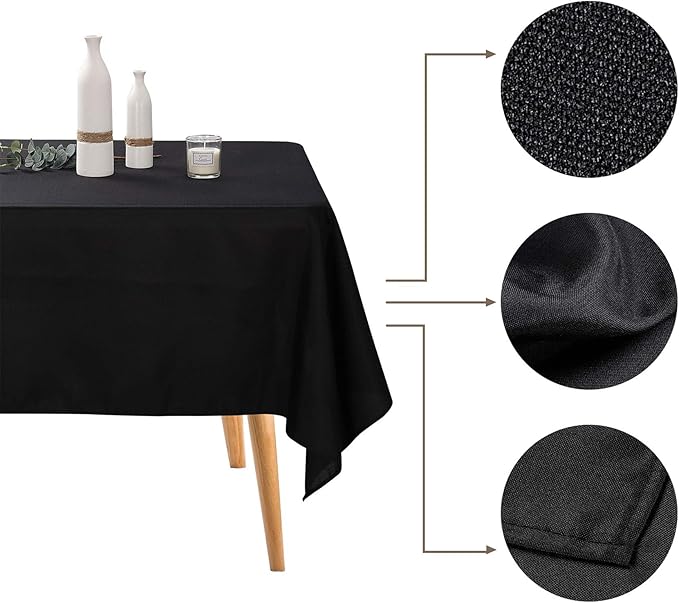 6 Pack Black Tablecloth 60 x 120 Inch Table Cloth for 8 Foot Rectangle Tables, Wrinkle Resistant Washable Polyester Fabric Table Covers for Party, Wedding,Dining,and Banquet