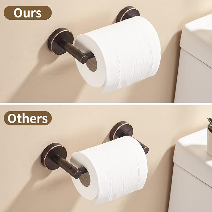 Bronze Toilet Paper Holder Towel Ring,Oil Rubbed Bathroom Hardware Set,Hand Towel Holder Wall Mount Tissue Roll Holder with Double Post Bath Accessories SUS304 Stainless Steel 2pc