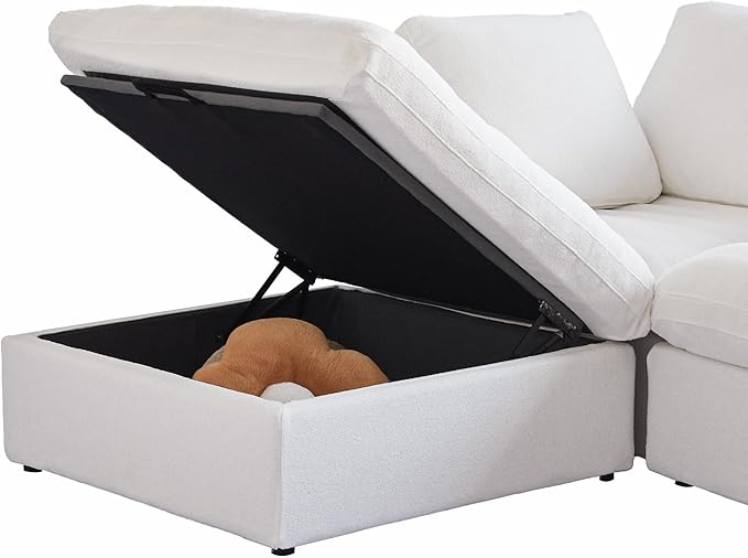 WJShome Ottoman, Modular Sectional Sofa,Down Filled Sofa Couch for Modern Living Room Sofa Sets for Office House-White
