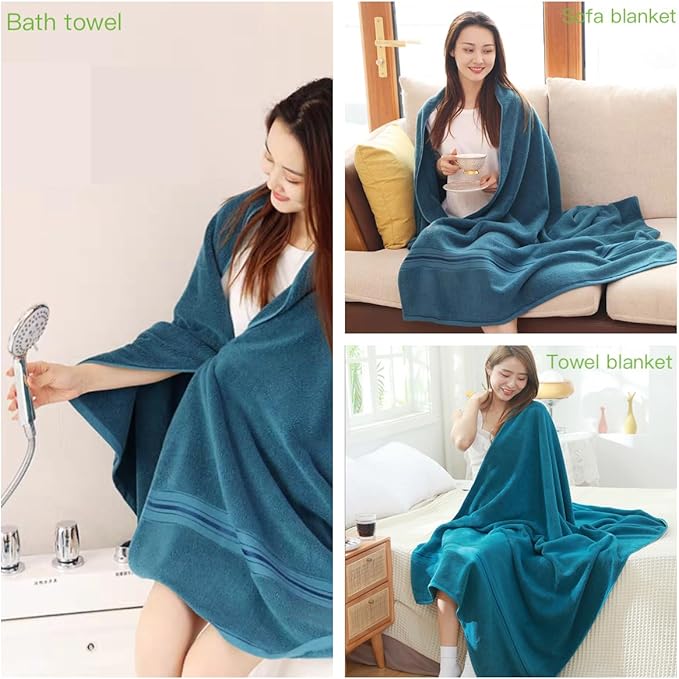 Bath Sheet,Oversized Bath Towel,Beach Towel, 40x73 inches, Extra Large,100% Luxury Cotton, Super Soft & Absorbent (Green, Extral Large)