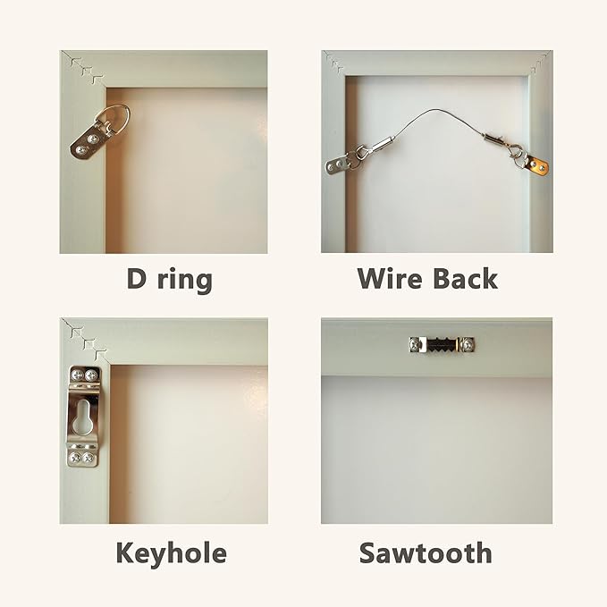 Large Universal Frame Hanger, 8 Picture Hangers, 12 Large Removable Adhesive Strips, Damage Free Picture Hanging Hooks Heavy Duty, No Nails Picture Hooks