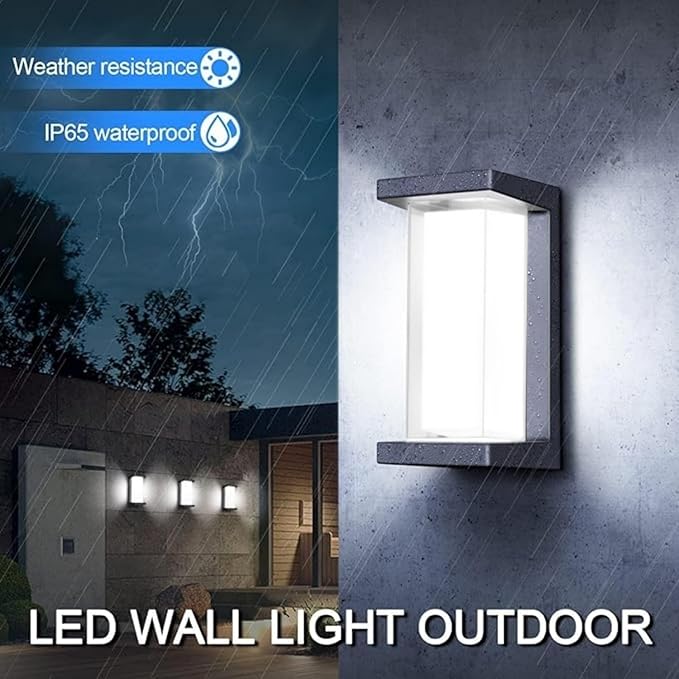 Juyace 18W Exterior Lighting Fixtures 4 Pack Budget-Friendly Outdoor Porch Lights Modern Black Sconces Wall Mount 1800Lm 6000K IP65 Waterproof for Garage House Patio Front Door Entryway
