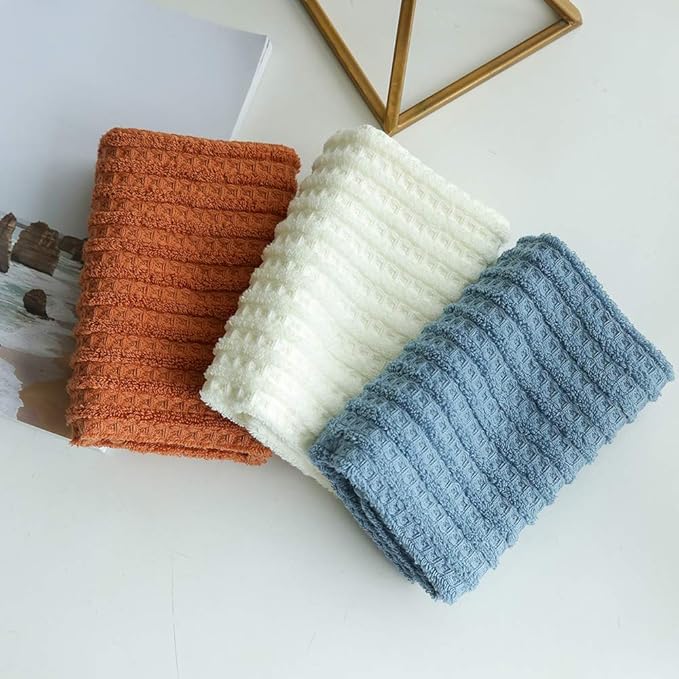 sense gnosis Beige Waffle Hand Towel Set of 2 Super Soft 100% Cotton Striped Highly Absorbent Decorative Hand Towels for Bathroom 13 X 29Inch